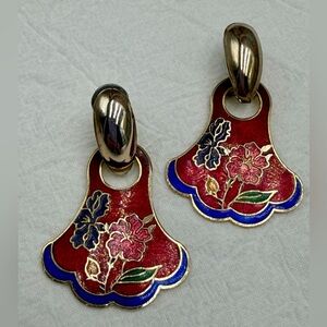 Vintage Cloisonné pierced earrings